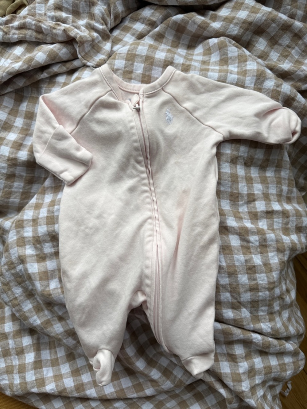 Ralph Lauren Light Pink Baby Footed Onesie